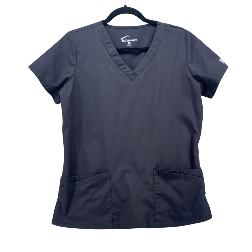 Butter-Soft Scrub Top Black S UAS697C